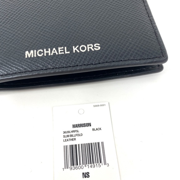 MICHAEL KORS Men’s Slim Billfold Wallet Black Leather 36U9LHRF5L - Picture 3 of 6